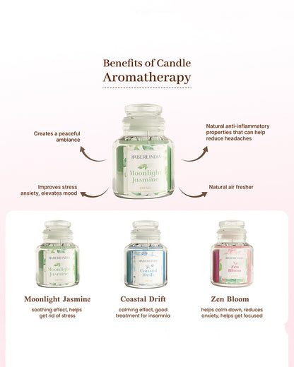 Set of 3 Scented Aroma Candles Jar 80gm Each 22-24H Burn | Decorative Fragrance Candle Set
