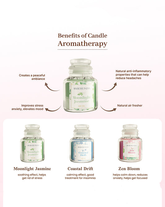 Set of 3 Scented Aroma Candles Jar 80gm Each 22-24H Burn | Decorative Fragrance Candle Set