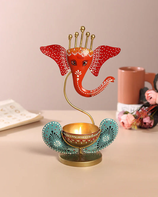 Lord Ganesha Idol Tealight Holder for Home Decoration and Pooja Room