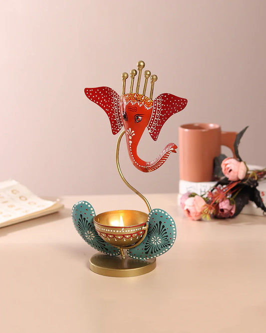 Lord Ganesha Idol Tealight Holder for Home Decoration and Pooja Room