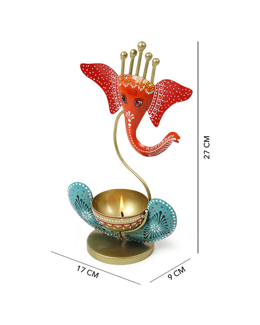 Lord Ganesha Idol Tealight Holder for Home Decoration and Pooja Room