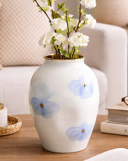 Hand-Painted Ceramic Flower Vase for Accent Tables