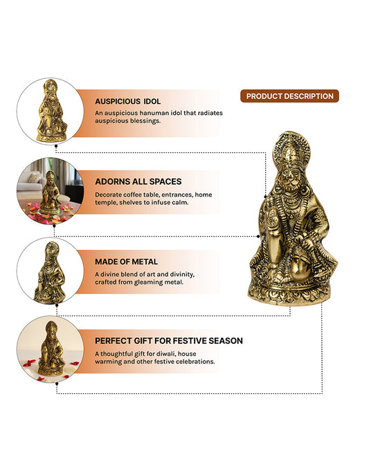 HABERE INDIA Hanuman Ji Idol for Pooja Home Decoration and Spiritual Showpiece
