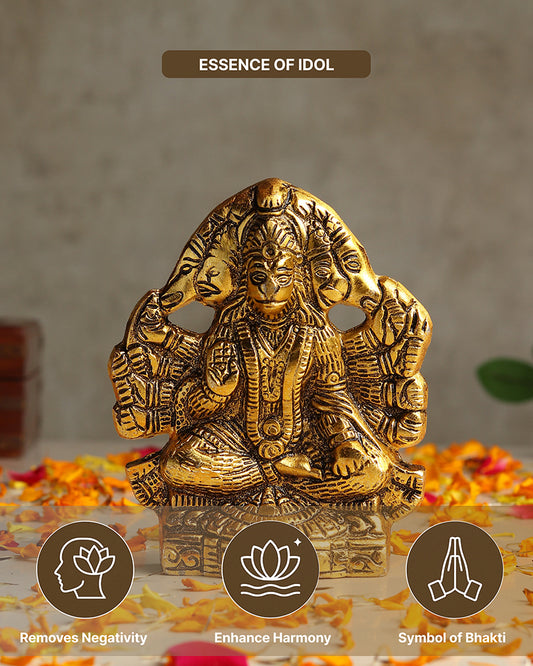 Panchmukhi Hanuman Ji Idol for Pooja Home Decoration and Spiritual Showpiece