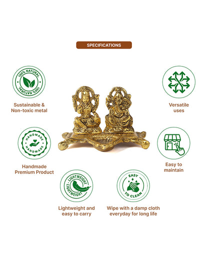HABERE INDIA Laxmi Ganesha Idol with Diya, Decorative God Idol Showpiece for Pooja