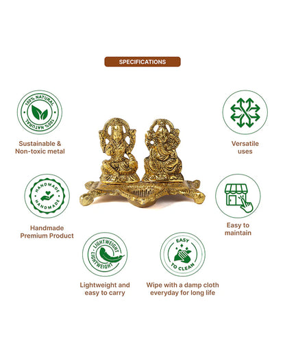 HABERE INDIA Laxmi Ganesha Idol with Diya, Decorative God Idol Showpiece for Pooja