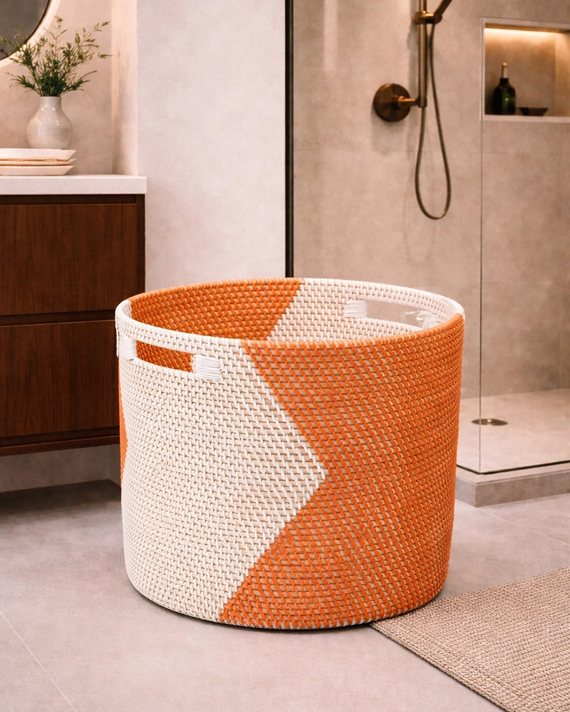 Handwoven Rattan Basket for Laundry and Everyday Storage