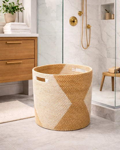 Natural Rattan Basket for Clothes, Towels and Linen Storage