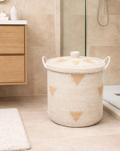 Rattan Storage Basket with Lid for Living Room and Closet