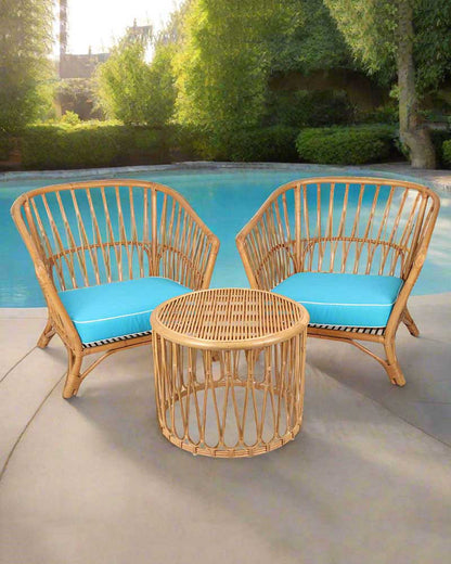 Malibu Chair with Table Rattan Garden Furniture Set Cane Outdoor Table Chair Set Coffee Table Set