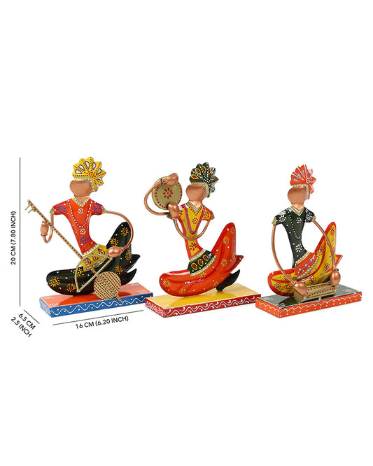 Set of 3 Rajasthani Figurines for Table Decor and Home Gifting