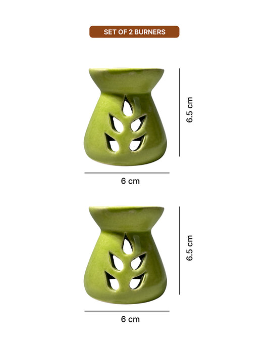 Ceramic Aroma Oil Diffuser Set of 2 | Essential Oil Burner, 10ml Jasmine Aroma Oil & Tea Light Candle