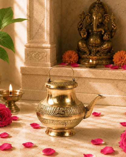 Traditional Brass Kalash for Pooja, Havan, and Religious Celebrations