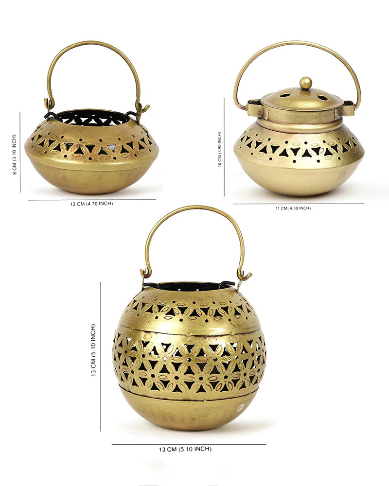 Set of 3 Candle Holders for Home Decor and Diwali Tealight Decoration