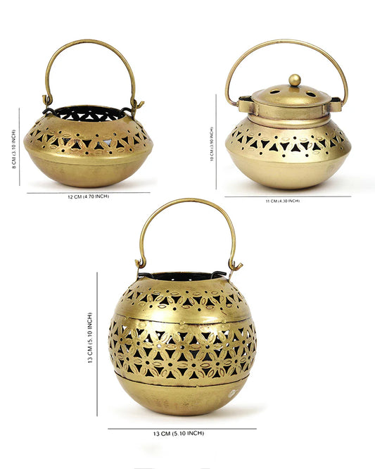 Set of 3 Candle Holders for Home Decor and Diwali Tealight Decoration