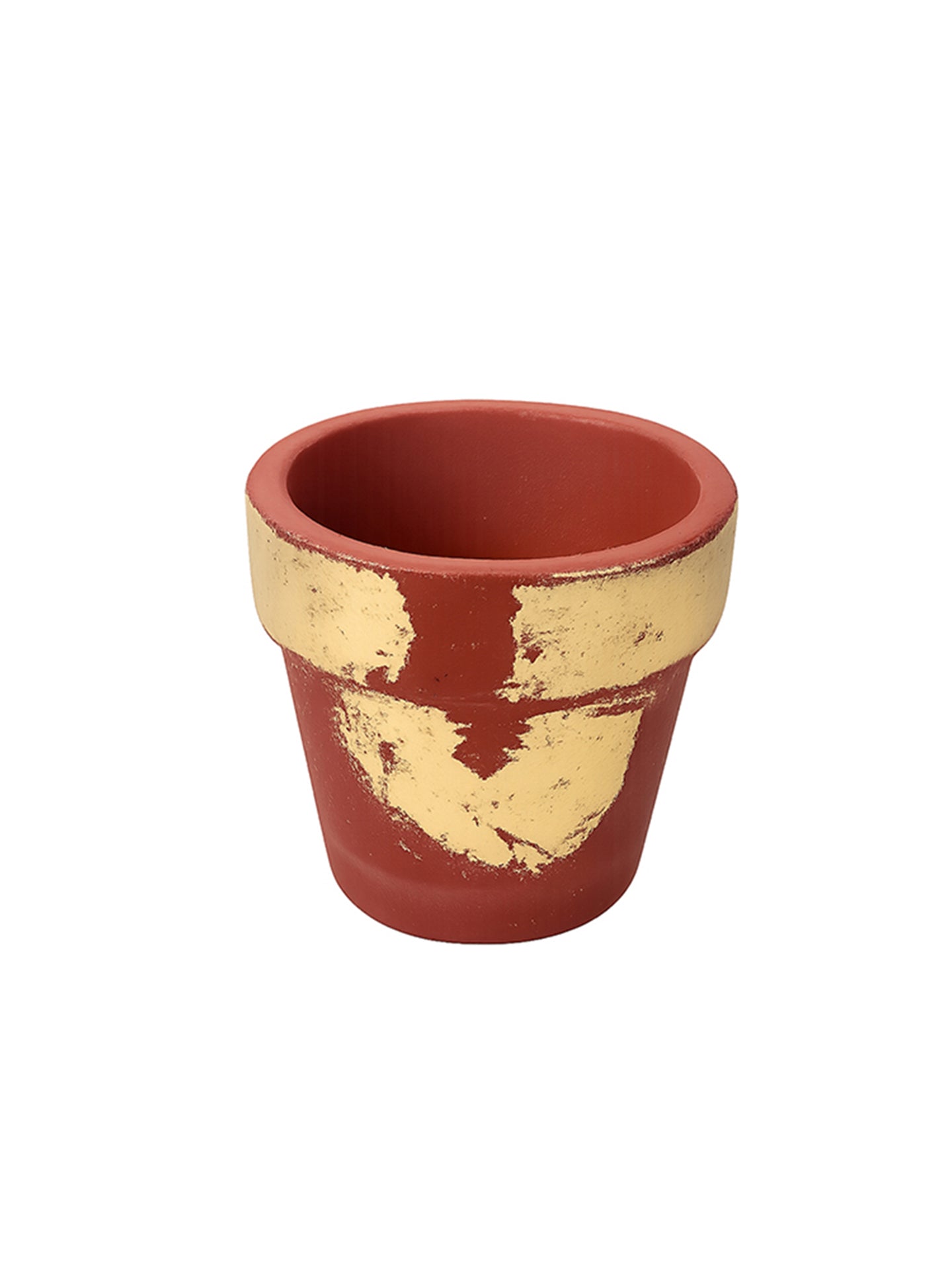 Gold Art Hand Painted Terracotta Plant Pot (Red & Gold)