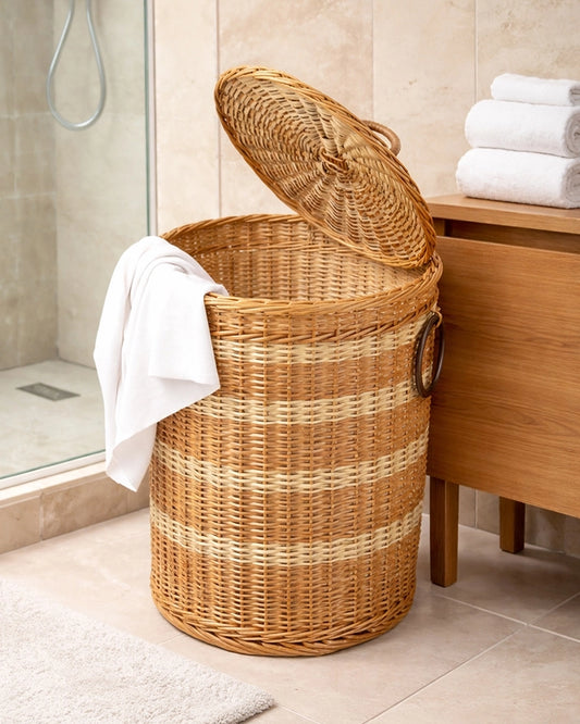Wicker Laundry Basket for Clothes, Durable Clothes Storage Basket