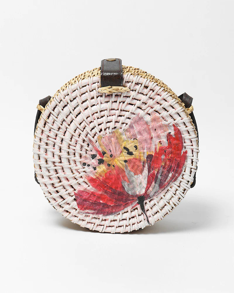 Sac à bandoulière rond en rotin