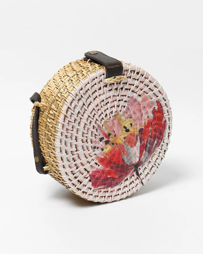 Sac à bandoulière rond en rotin