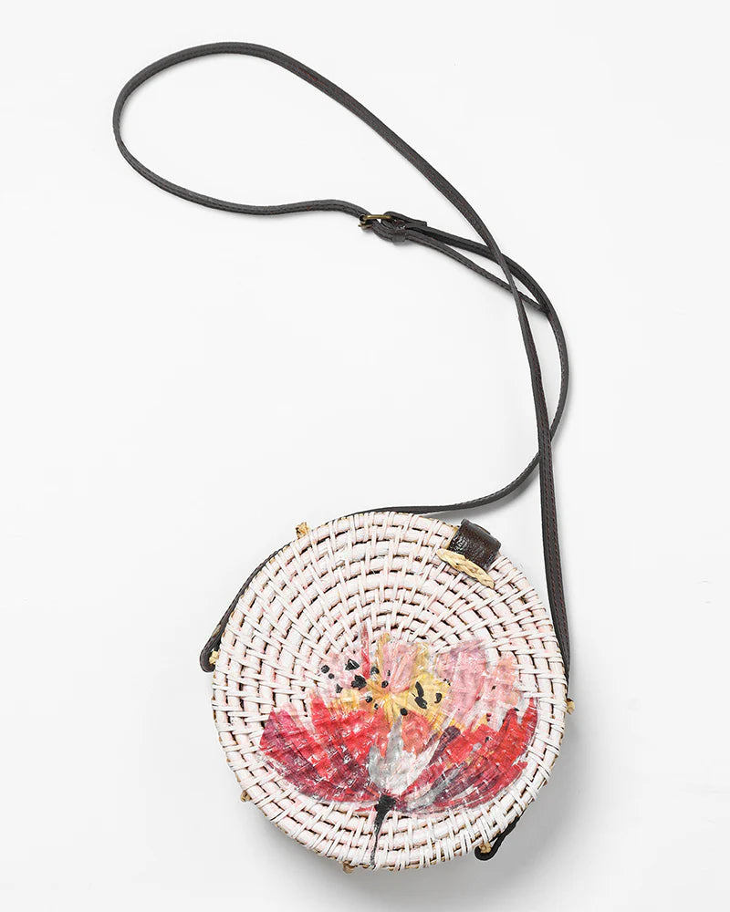Sac à bandoulière rond en rotin