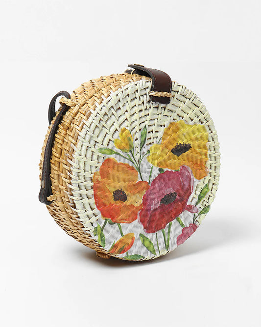 Sac à bandoulière rond en rotin