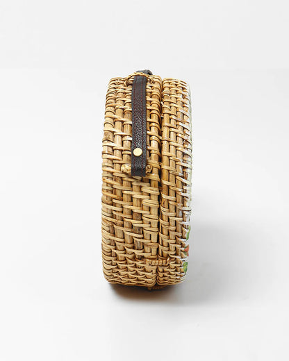 Sac à bandoulière rond en rotin