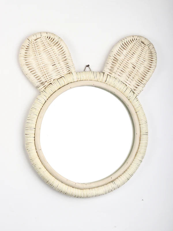 Rustic Handmade Rattan Wall Mirror for Bedroom, Bathroom, or Hallway Accent