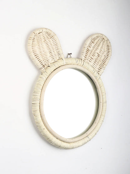 Rustic Handmade Rattan Wall Mirror for Bedroom, Bathroom, or Hallway Accent
