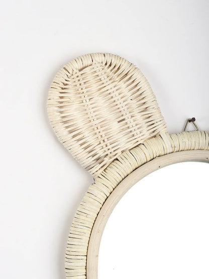 Rustic Handmade Rattan Wall Mirror for Bedroom, Bathroom, or Hallway Accent