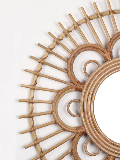 Decorative Handwoven Rattan Mirror for Modern and Minimalist Homes