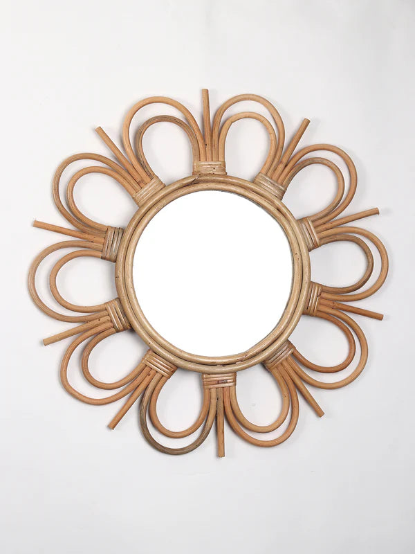 Handcrafted Rattan Wall Mirror for Rustic and Bohemian Home Decor