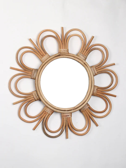 Handcrafted Rattan Wall Mirror for Rustic and Bohemian Home Decor