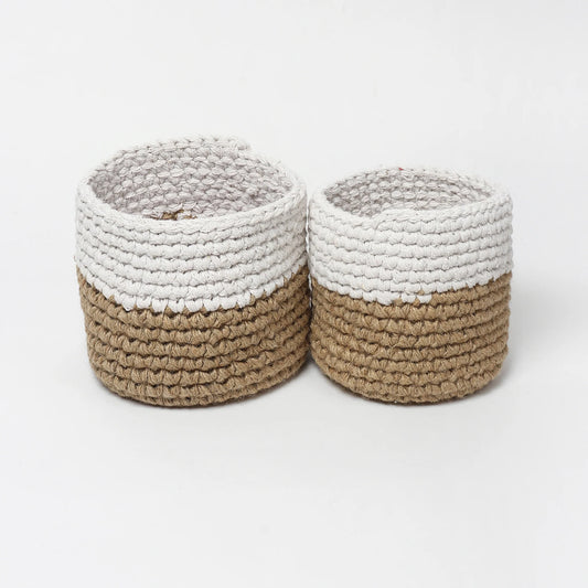 Set of 2 Versatile Jute Basket for Decor, Plants, and More