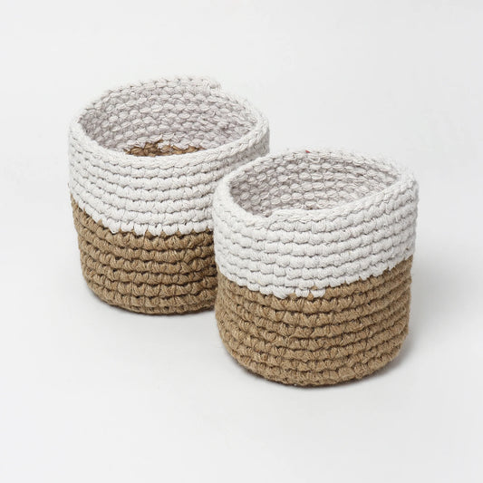 Set of 2 Versatile Jute Basket for Decor, Plants, and More