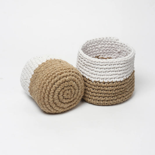 Set of 2 Versatile Jute Basket for Decor, Plants, and More