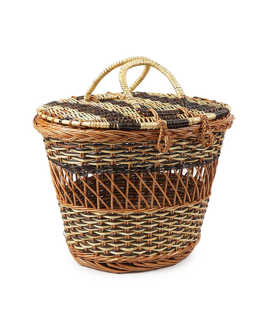 Rustic Wicker Picnic Basket Handmade for Beach, Picnic & Weekend Trips