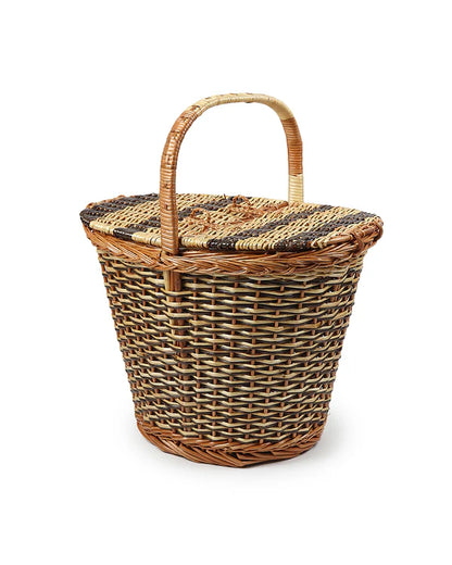 Portable Wicker Picnic Basket for Park Picnics, Weekend Trips & Food Carry