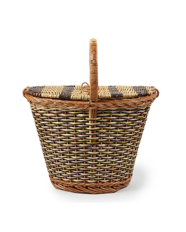 Portable Wicker Picnic Basket for Park Picnics, Weekend Trips & Food Carry