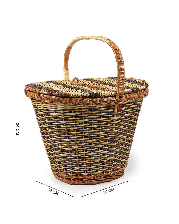 Portable Wicker Picnic Basket for Park Picnics, Weekend Trips & Food Carry