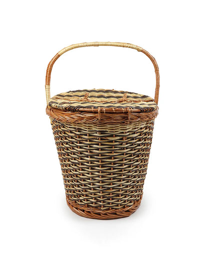 Portable Wicker Picnic Basket for Park Picnics, Weekend Trips & Food Carry