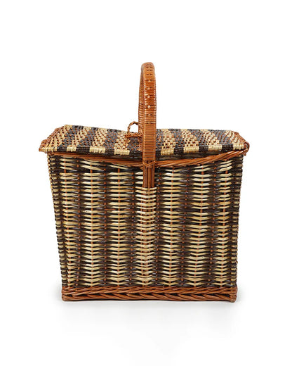 Handwoven Wicker Picnic Basket for Outdoor Dining, Travel & Family Fun