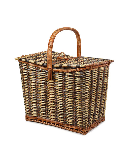 Handwoven Wicker Picnic Basket for Outdoor Dining, Travel & Family Fun