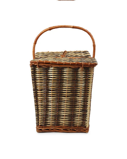 Handwoven Wicker Picnic Basket for Outdoor Dining, Travel & Family Fun