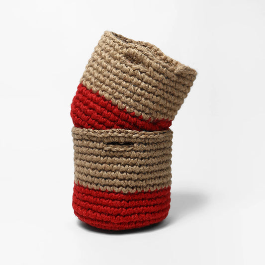 Set of 2 Jute Basket with Handles – Perfect for Plants & Storage
