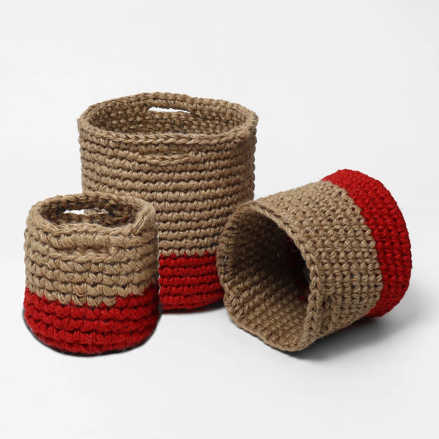 Set of 3 Jute Storage Basket for Toys, Towels, or Indoor Plants