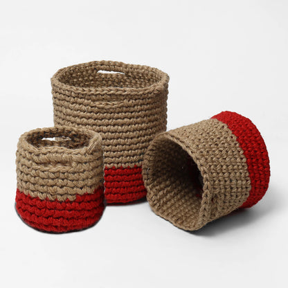 Set of 3 Jute Storage Basket for Toys, Towels, or Indoor Plants