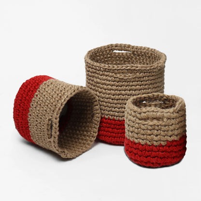 Set of 3 Jute Storage Basket for Toys, Towels, or Indoor Plants