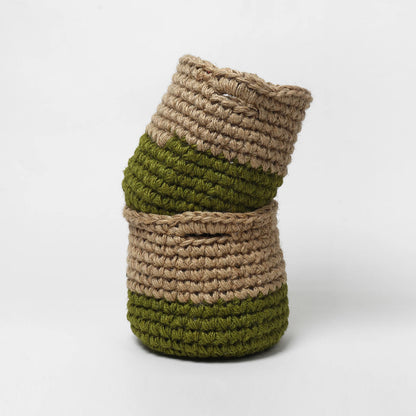 Compact Set of 2 Jute Basket for Plants, Toys, or Towels
