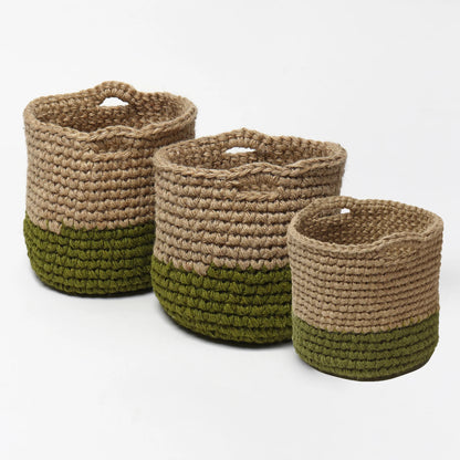 Rustic Set of 3 Jute Planter Basket for Versatile Home Use