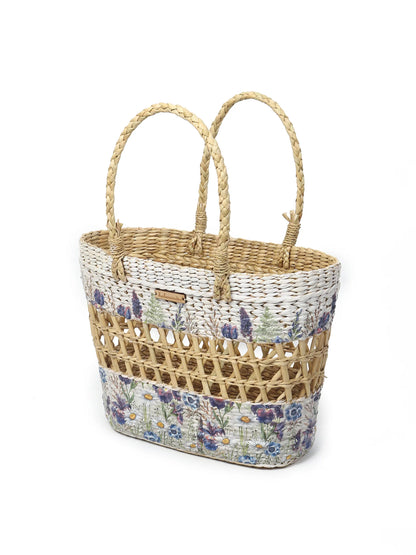 Handwoven Seagrass Tote for Shopping, Picnic & Office Storage